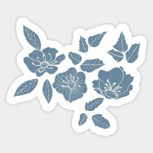 California Wild Rose Blue  and Cream Sticker